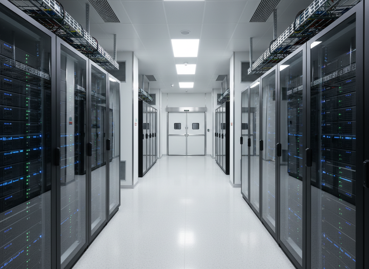 White data centre corridor