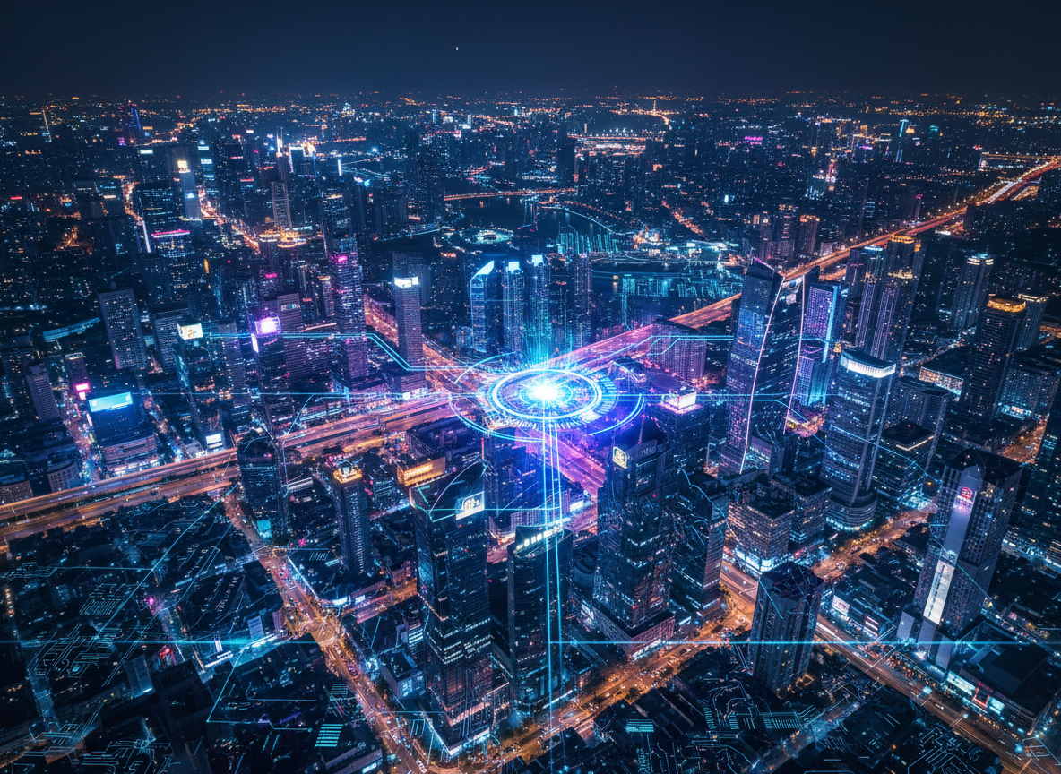 City at night from above