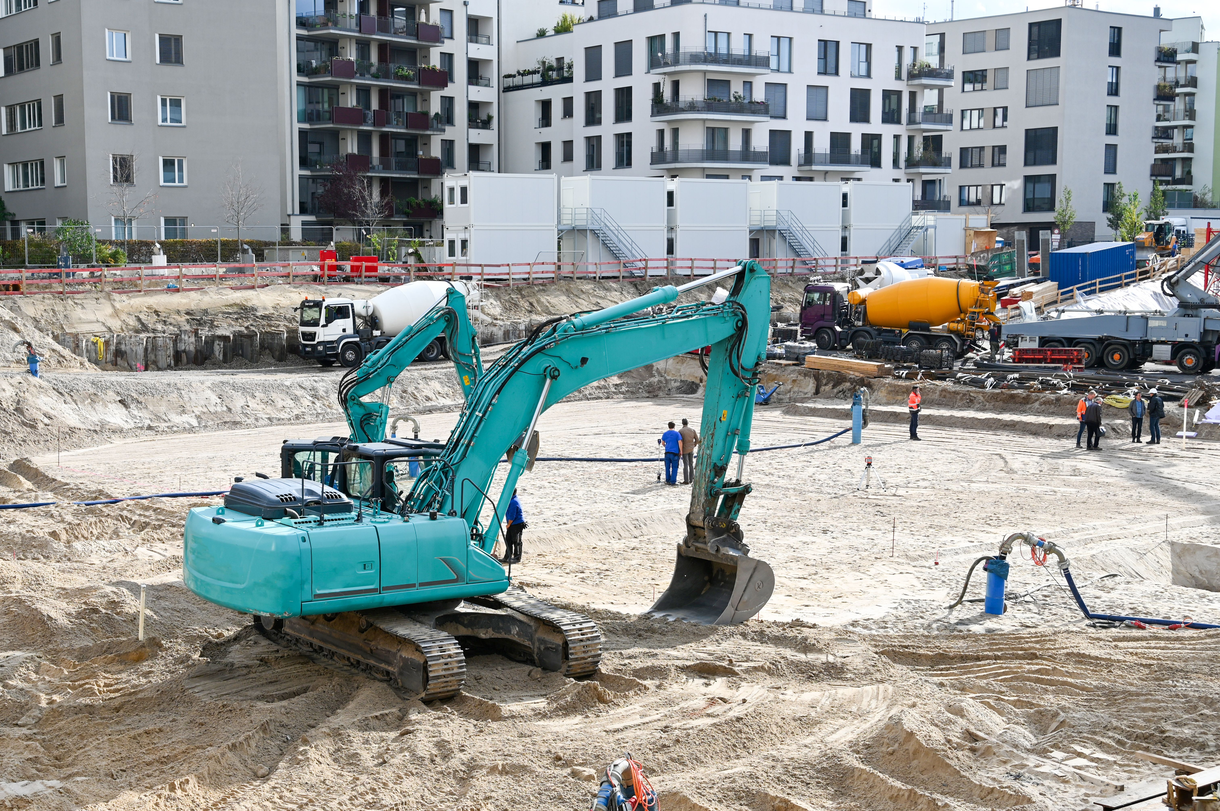 Engineers reviewing plans on-site